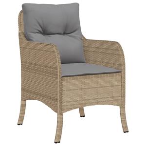 vidaXL 5-delige Tuinset met kussens poly rattan beige