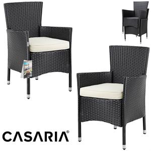 Casaria - Polyrattan Gartenstühle Stapelbar inkl. Auflagen 160kg Belastbarkeit Wetterfest Outdoor Garten Terrasse Balkon Stuhl Sessel Stapelstuhl
