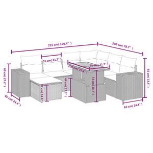 vidaXL 8-delige Loungeset met kussens poly rattan zwart