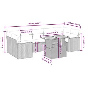 vidaXL 8-delige Loungeset met kussens poly rattan zwart