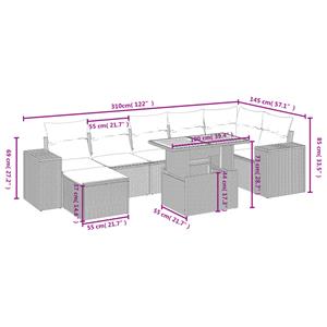 vidaXL 8-delige Loungeset met kussens poly rattan zwart