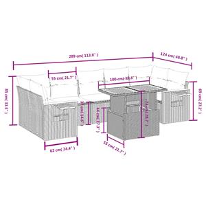 vidaXL 8-delige Loungeset met kussens poly rattan zwart