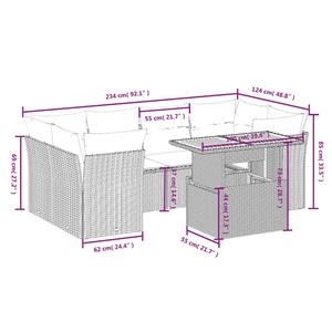 vidaXL 8-delige Loungeset met kussens poly rattan zwart