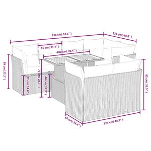 vidaXL 8-delige Loungeset met kussens poly rattan zwart