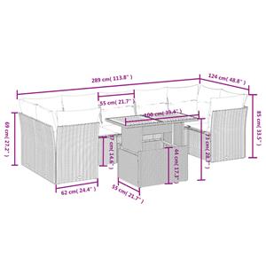 vidaXL 8-delige Loungeset met kussens poly rattan zwart