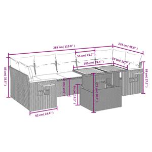 vidaXL 8-delige Loungeset met kussens poly rattan zwart