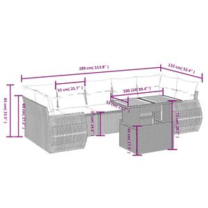 vidaXL 8-delige Loungeset met kussens poly rattan zwart