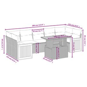 vidaXL 8-delige Loungeset met kussens poly rattan zwart