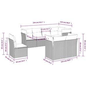 vidaXL 8-delige Loungeset met kussens poly rattan bruin