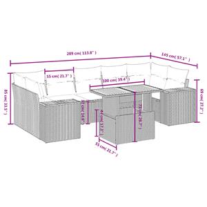 vidaXL 8-delige Loungeset met kussens poly rattan zwart