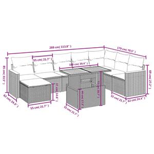 vidaXL 9-delige Loungeset met kussens poly rattan zwart