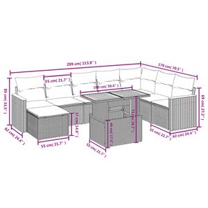 vidaXL 9-delige Loungeset met kussens poly rattan zwart