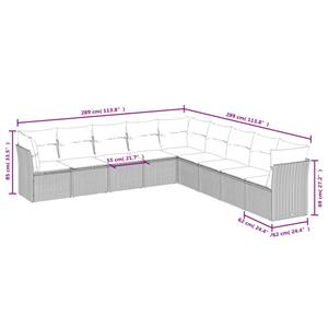 vidaXL 9-delige Loungeset met kussens poly rattan bruin