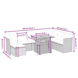 vidaXL 9-delige Loungeset met kussens poly rattan zwart