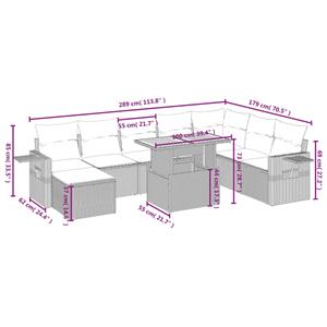 vidaXL 9-delige Loungeset met kussens poly rattan zwart