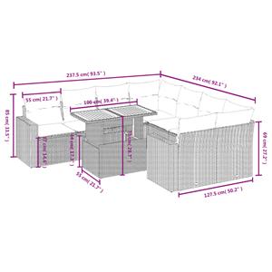 vidaXL 9-delige Loungeset met kussens poly rattan zwart