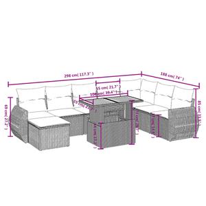 vidaXL 9-delige Loungeset met kussens poly rattan zwart