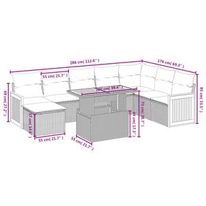 vidaXL 9-delige Loungeset met kussens poly rattan zwart