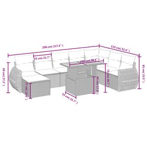 vidaXL 9-delige Loungeset met kussens poly rattan zwart