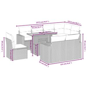 vidaXL 9-delige Loungeset met kussens poly rattan zwart