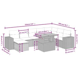 vidaXL 9-delige Loungeset met kussens poly rattan zwart