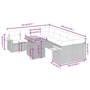 vidaXL 9-delige Loungeset met kussens poly rattan zwart