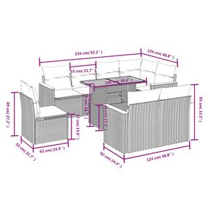 vidaXL 9-delige Loungeset met kussens poly rattan zwart