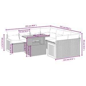 vidaXL 9-delige Loungeset met kussens poly rattan zwart