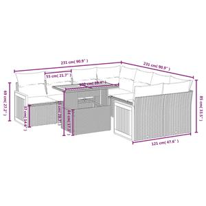 vidaXL 9-delige Loungeset met kussens poly rattan zwart