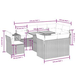 vidaXL 9-delige Loungeset met kussens poly rattan zwart