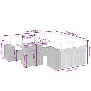 vidaXL 9-delige Loungeset met kussens poly rattan zwart