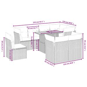 vidaXL 9-delige Loungeset met kussens poly rattan zwart