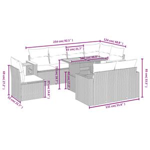 vidaXL 9-delige Loungeset met kussens poly rattan zwart