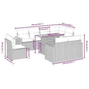 vidaXL 9-delige Loungeset met kussens poly rattan zwart