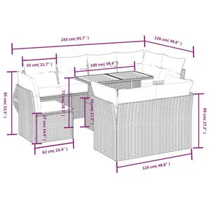 vidaXL 9-delige Loungeset met kussens poly rattan zwart