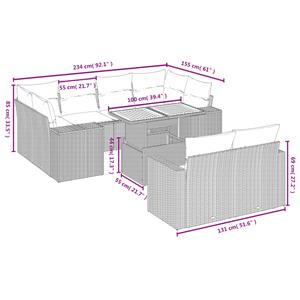 vidaXL 11-delige Loungeset met kussens poly rattan zwart