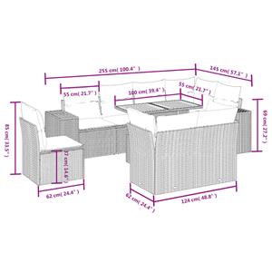 vidaXL 9-delige Loungeset met kussens poly rattan zwart