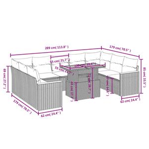 vidaXL 10-delige Loungeset met kussens poly rattan zwart