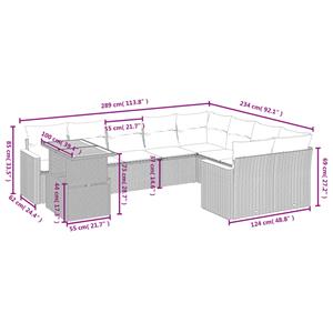 vidaXL 10-delige Loungeset met kussens poly rattan zwart