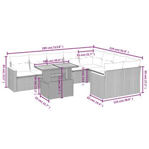 vidaXL 10-delige Loungeset met kussens poly rattan zwart