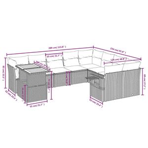 vidaXL 10-delige Loungeset met kussens poly rattan zwart