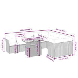 vidaXL 10-delige Loungeset met kussens poly rattan zwart