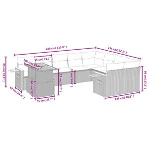 vidaXL 10-delige Loungeset met kussens poly rattan zwart