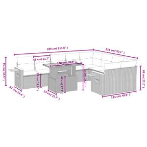 vidaXL 10-delige Loungeset met kussens poly rattan zwart