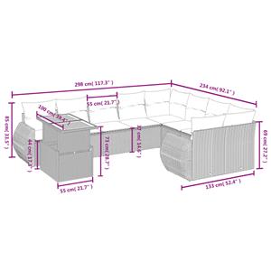 vidaXL 10-delige Loungeset met kussens poly rattan zwart