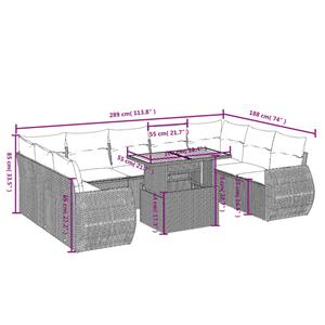 vidaXL 10-delige Loungeset met kussens poly rattan zwart