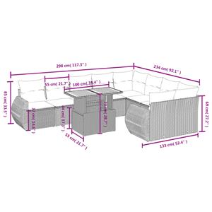 vidaXL 10-delige Loungeset met kussens poly rattan zwart