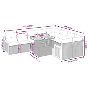 vidaXL 10-delige Loungeset met kussens poly rattan zwart