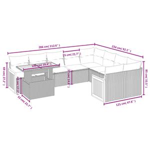 vidaXL 10-delige Loungeset met kussens poly rattan zwart