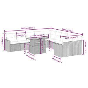 vidaXL 11-delige Loungeset met kussens poly rattan zwart